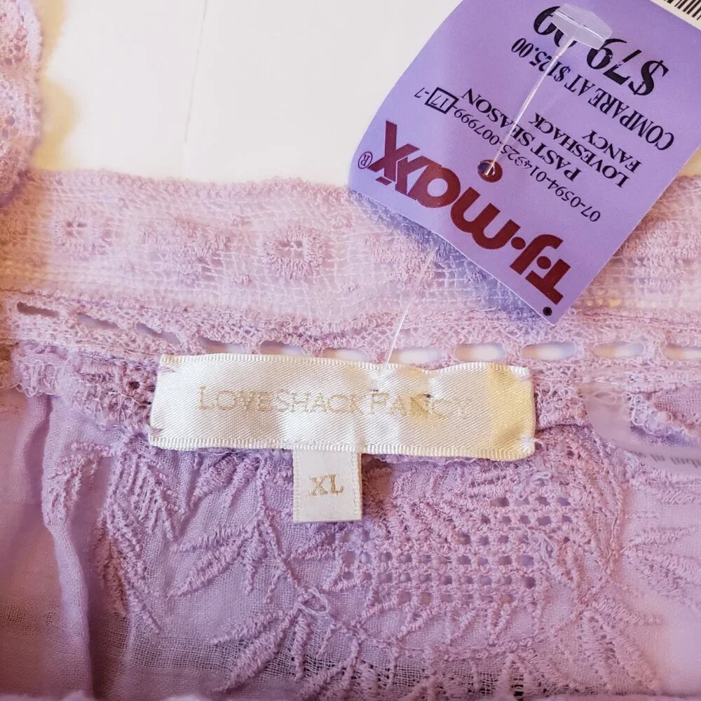 LOVESHACKFANCY Wisteria Sully Embroidered Lace Cotton Crop Top - Picture 11 of 13